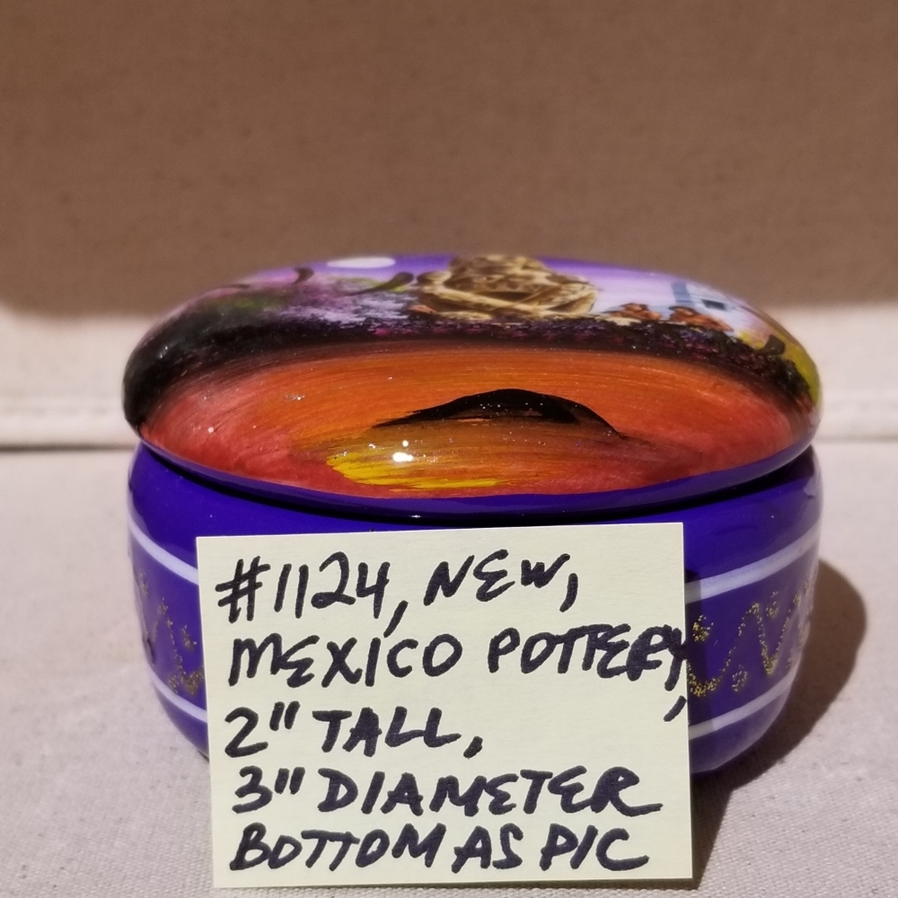 ✅NWT Rare Mexico Handpainted Aztec Pottery Box Vintage Collectible Handmade 1124 - Picture 4 of 9
